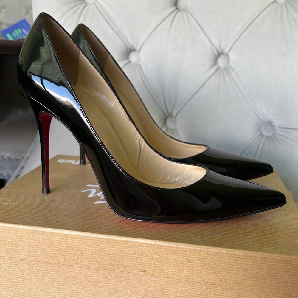 Christian Louboutin Decollete Pumps 100 Black Patent Leather Size 39 - Picture 4 of 10